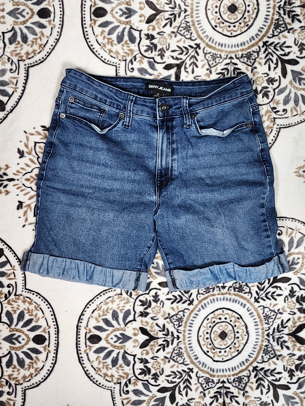 DKNY Jeans Two-Tone Blue Denim Waistband